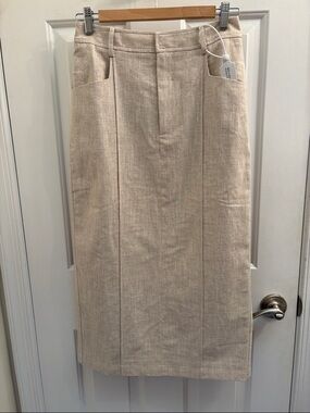 NWT Petite Studio Teagan Linen Pencil Skirt